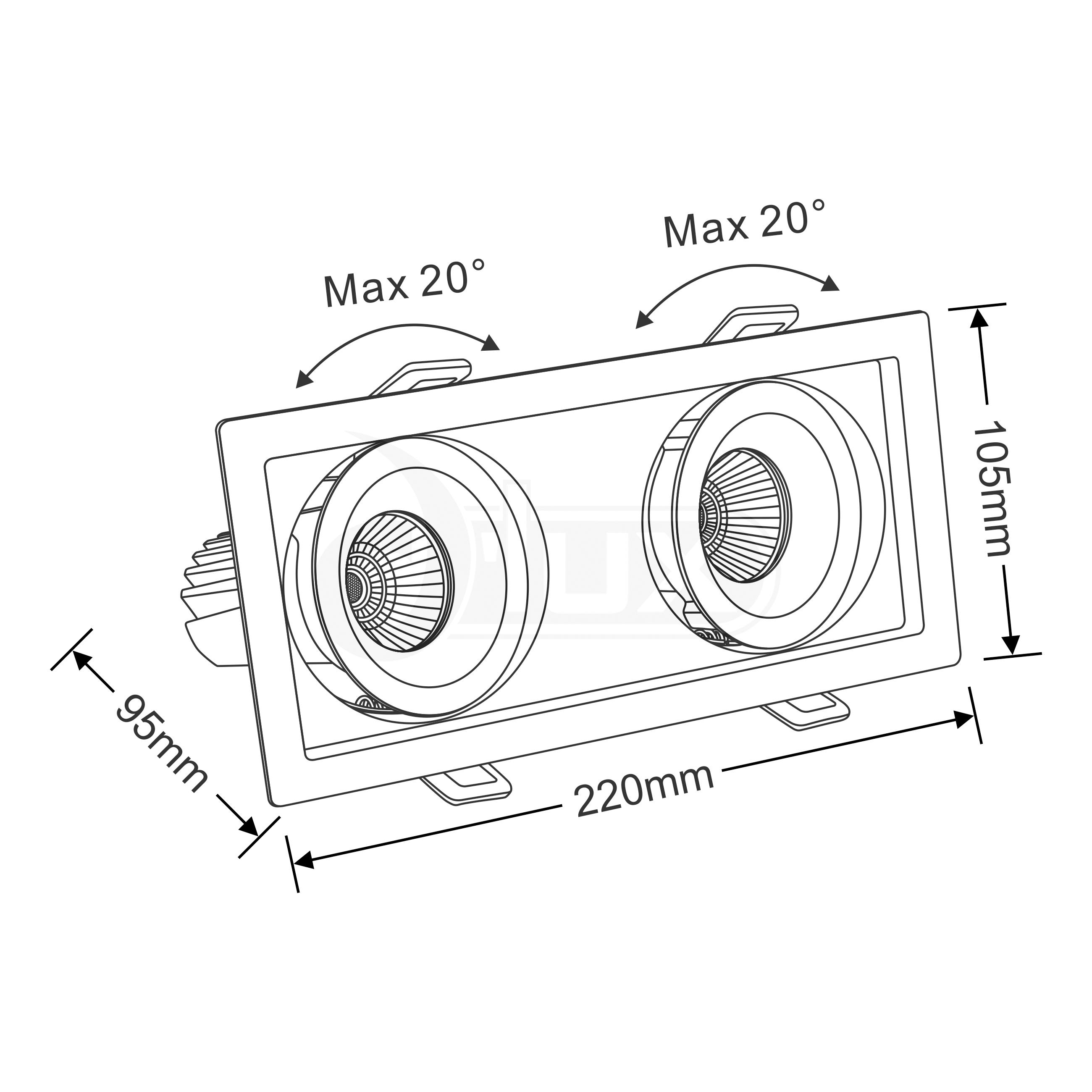 BEZZ 12-2 Recessed Ceiling Luminaires Dlux Multi-Head Recess Ceiling